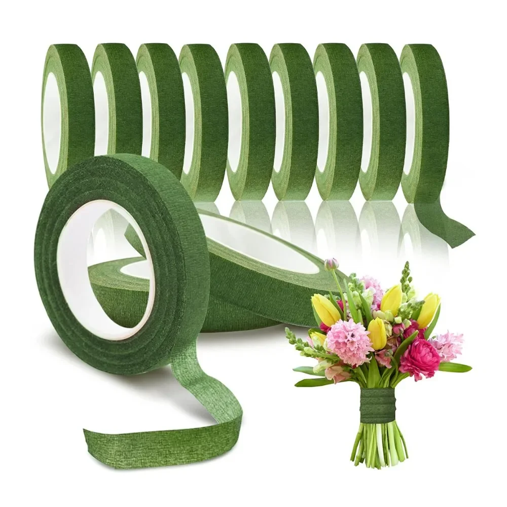 Floral Tape Green - Зеленые красивые цветочные ленты, 18-метровые бумажные