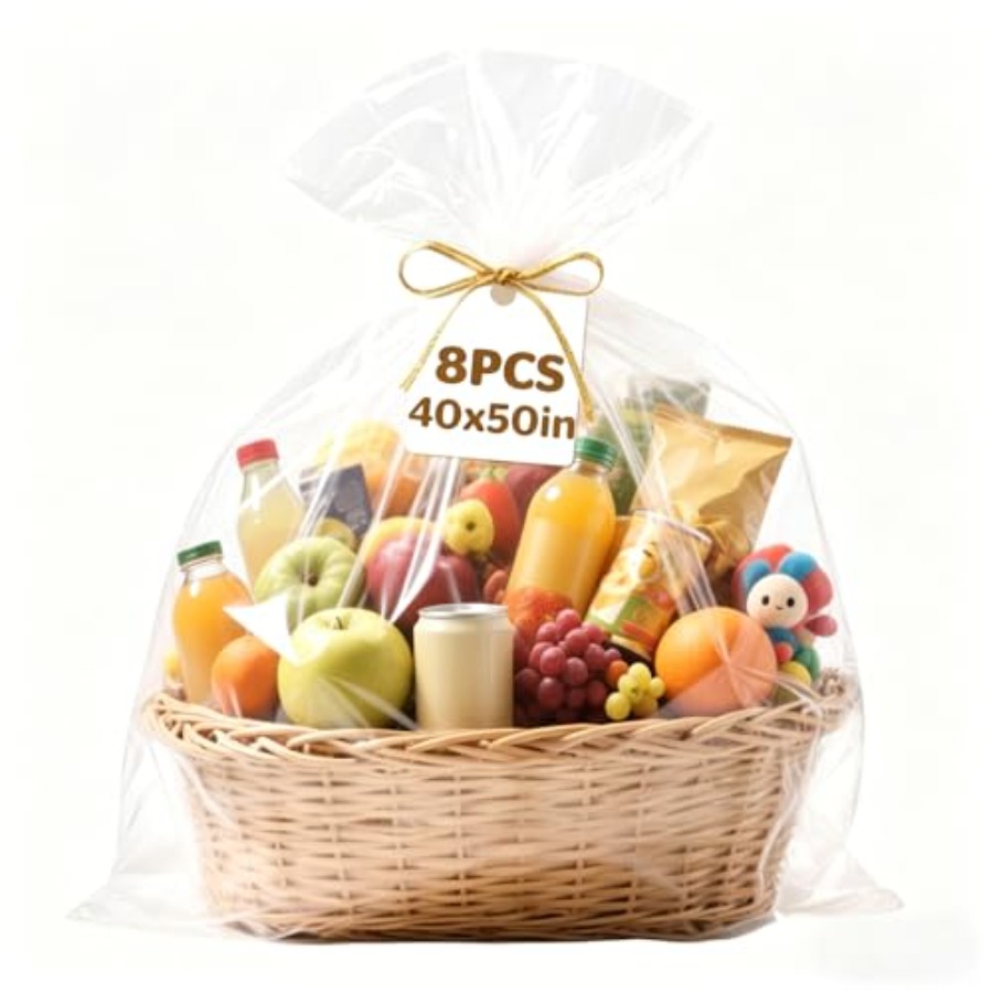 Cellophane Wrap Clear - 8 больших целлофановых пакетов, 40 x