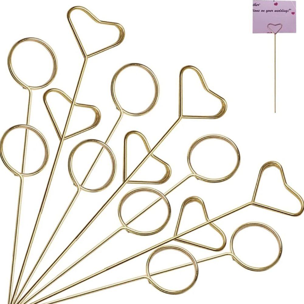 Floral Picks Wood - Прочный золотой металлический держатель для карточек