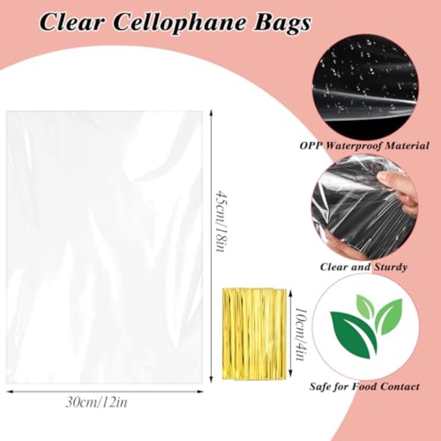 60 шт. целлофановых подарочных – обзор и цена Cellophane Wrap Clear