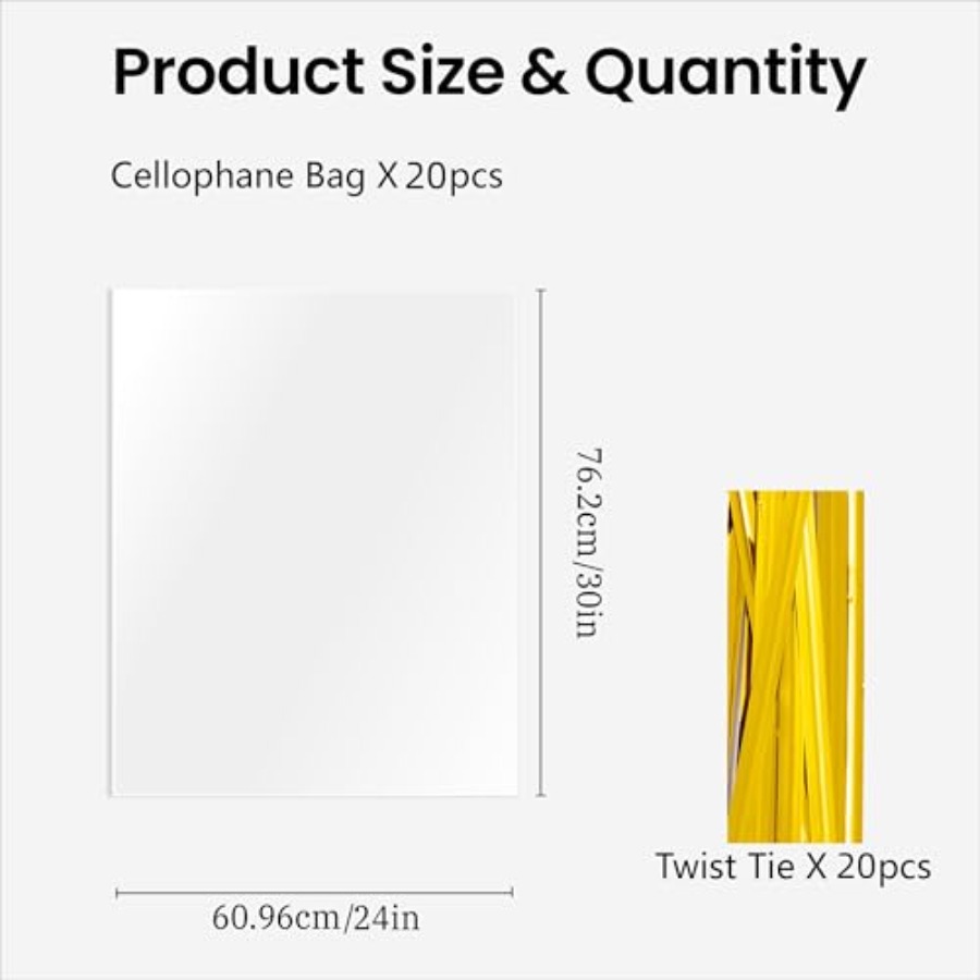 20 шт. прозрачных целлофановых – обзор и цена Cellophane Wrap Clear